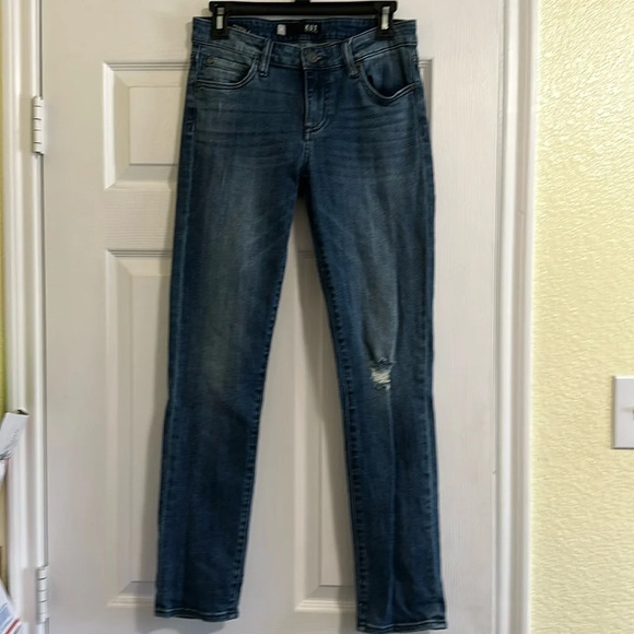 Kut From The Kloth Denim Jeans Straight Leg Stretchy Distressed Size 0 - Picture 1 of 4
